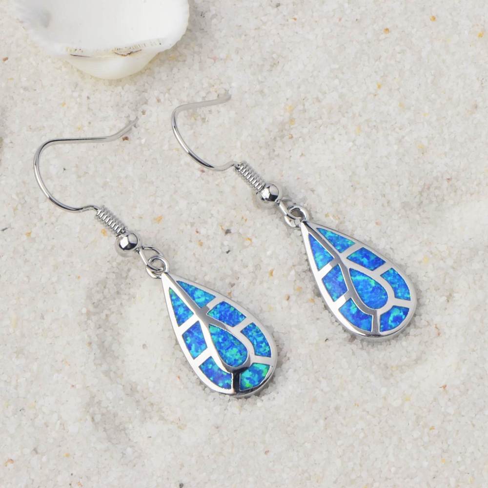 European Style Opal Waterdrop Shaped Earrings Simple Design Copper Material Jewelry Accessories Drop Earrings