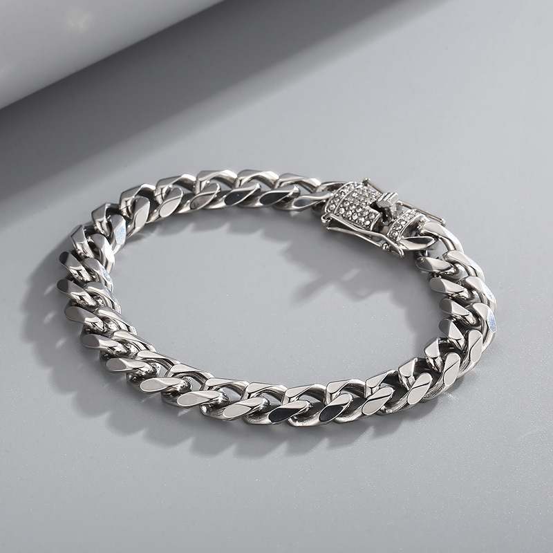 Fashion Geometric Titanium Steel Bracelets Inlay Rhinestones Stainless Steel Bracelets