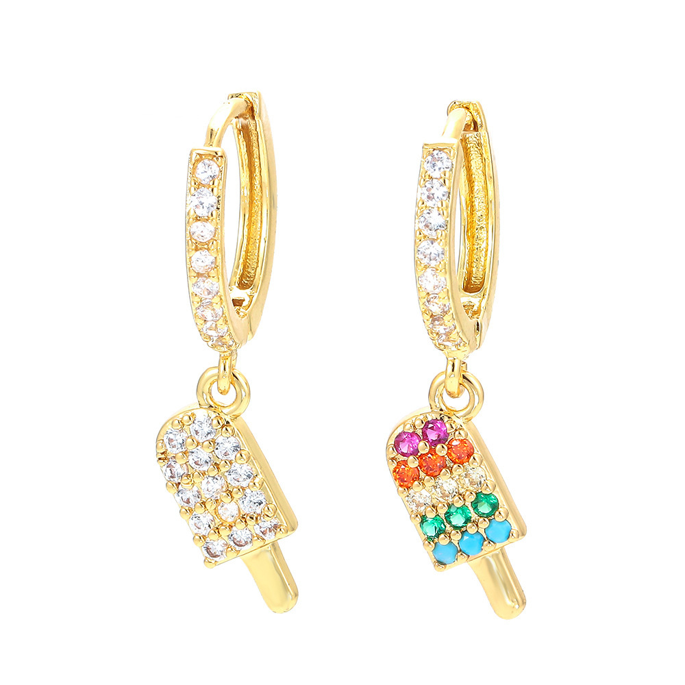 Retro Color Popsicle Ice Cream Copper Earrings Wholesale Nihaojewelry