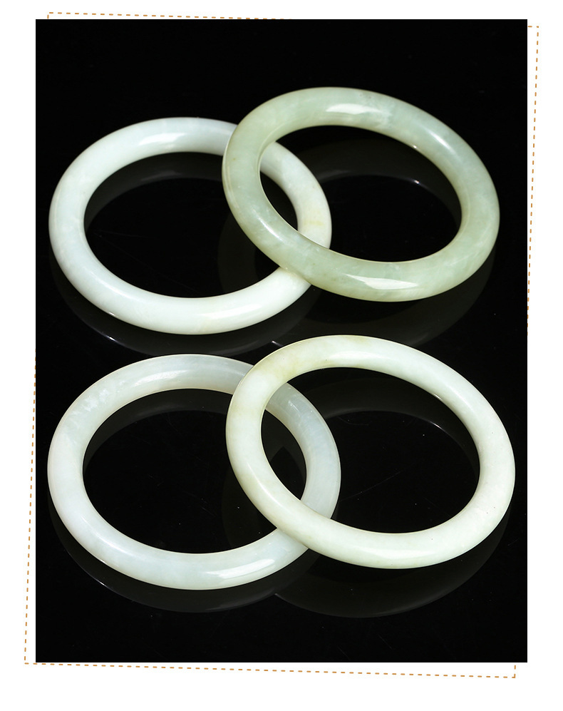 JD Jewelry Natural Underground White Jade Bracelet Round Bar Vintage Style Women's Bracelet Artistic Retro Trendy Simple Classic Style