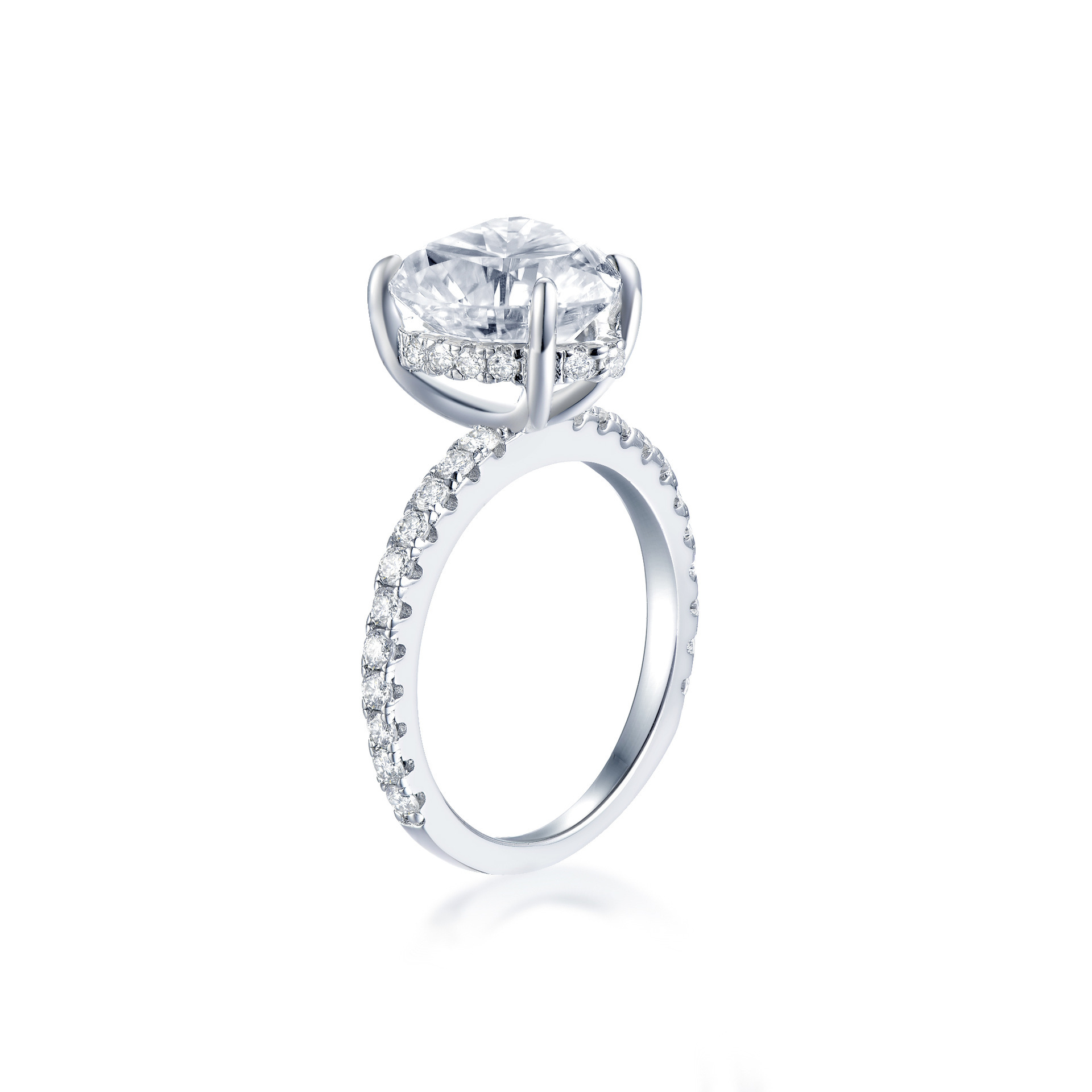 925 Sterling Silver Moissanite Geometric Rings GRA Certificate