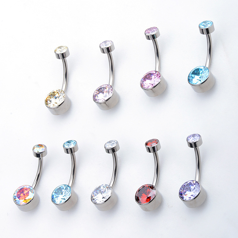 5A Grade Zirconia Titanium Belly Button Ring With Internal Teeth Edge Cylindrical Navel Jewelry Women Body Piercing Accessories