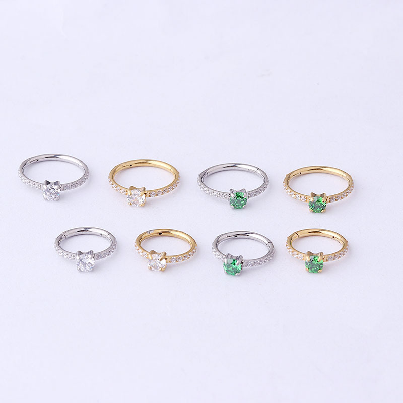 316L Stainless Steel  Zircon Ear Cartilage Rings & Studs Round Waterproof Non Tarnish Surgical Steel Women'S