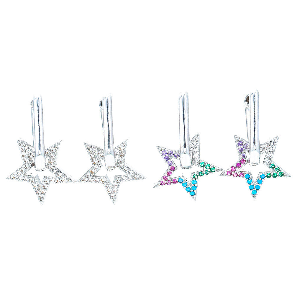 Korean Hollow Five-pointed Star Zircon Earrings Wholesale