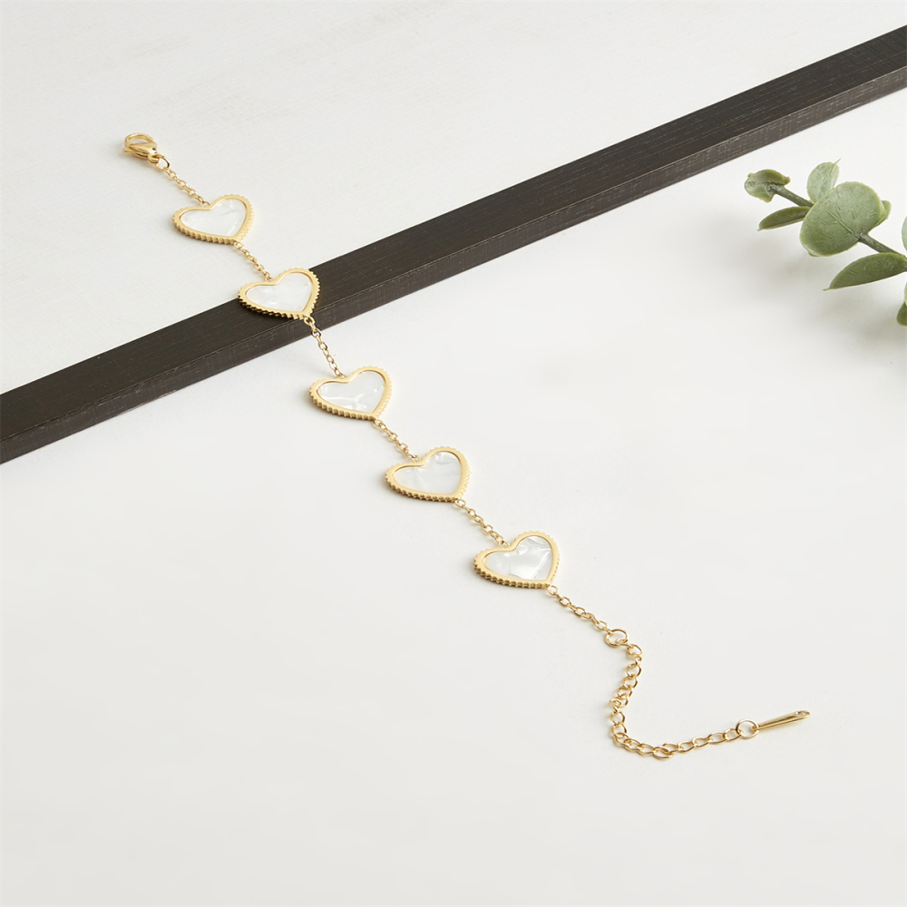 302 Stainless Steel Heart Shape Electroplating Golden Plated Elegant Luxurious Sweet Cable Chain Jewelry Set