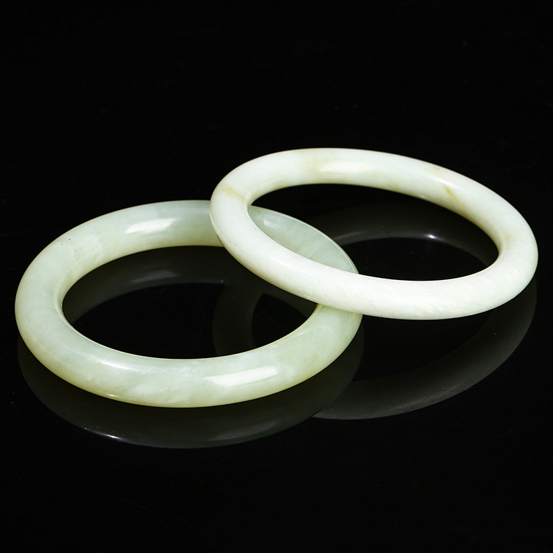 JD Jewelry Natural Underground White Jade Bracelet Round Bar Vintage Style Women's Bracelet Artistic Retro Trendy Simple Classic Style