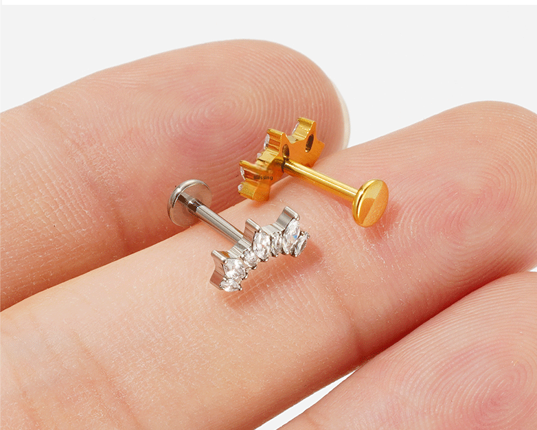 Titanium Alloy Zirconia Women's European Style Fan-shaped Lip Nose Stud Jewelry Accessories Fashion Unisex Lip Decoration