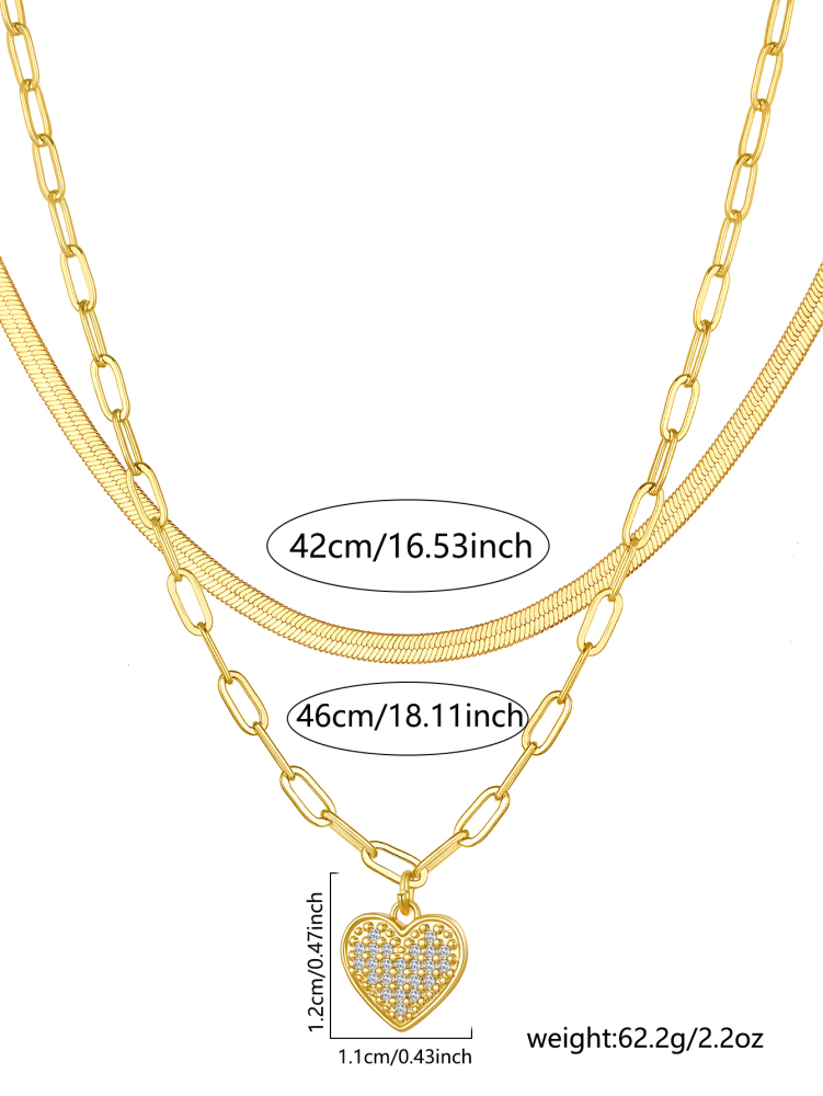 Gift Box Set/3 Pieces - Fashionable Simple Irregular Texture Cuban Paperclip Square Chain And Rectangular Inlaid Shiny Cubic Zirconia Pendant Necklace - 18K Gold Plated Jewelry Accessories Suitable For Women's Daily Wear