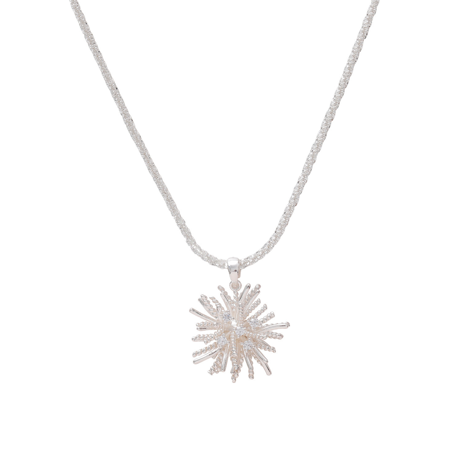 Fashionable Retro Elegant Women's Necklace Pendant Design Dandelion Firework Lockbone Chain Geometric Pattern Bohemian Style