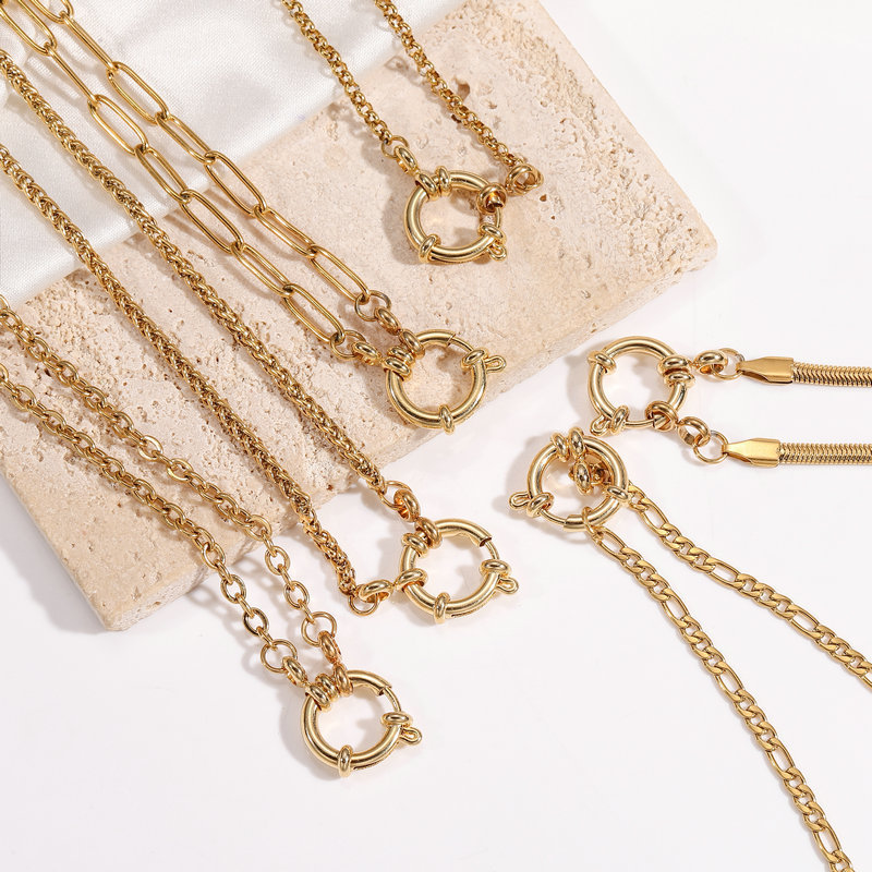 Minimalist Snake Bone Chain DIY Jewelry Stainless Steel 18K Gold Clasp Collarbone Chain Accessories