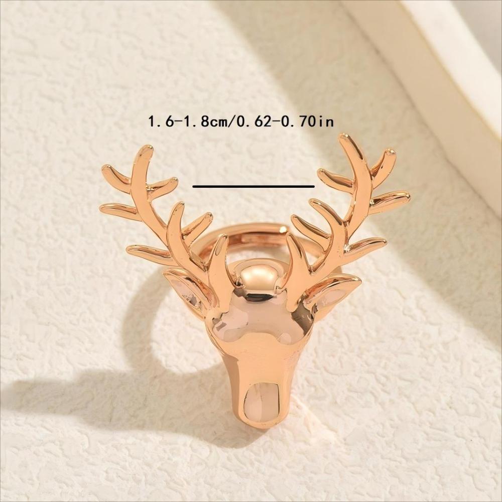 1 Piece Exaggerated Artistic Copper Material Women's Gold Deer Head Shaped Ring Set Suitable For Best Friend Party Gathering Vacation Jewelry Accessories