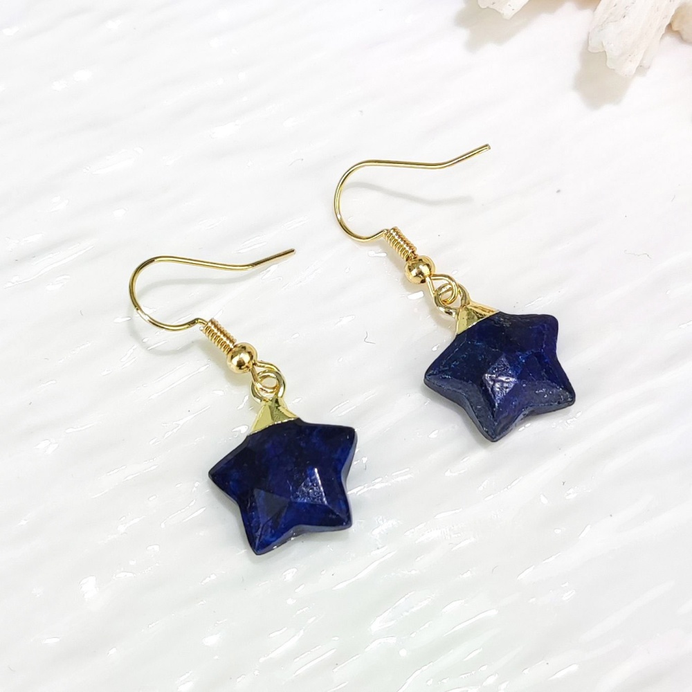 Dani Jewelry Natural White Crystal Pentagram Earrings DIY Accessories Pendant Geometric Pattern Asymmetric Copper Plated