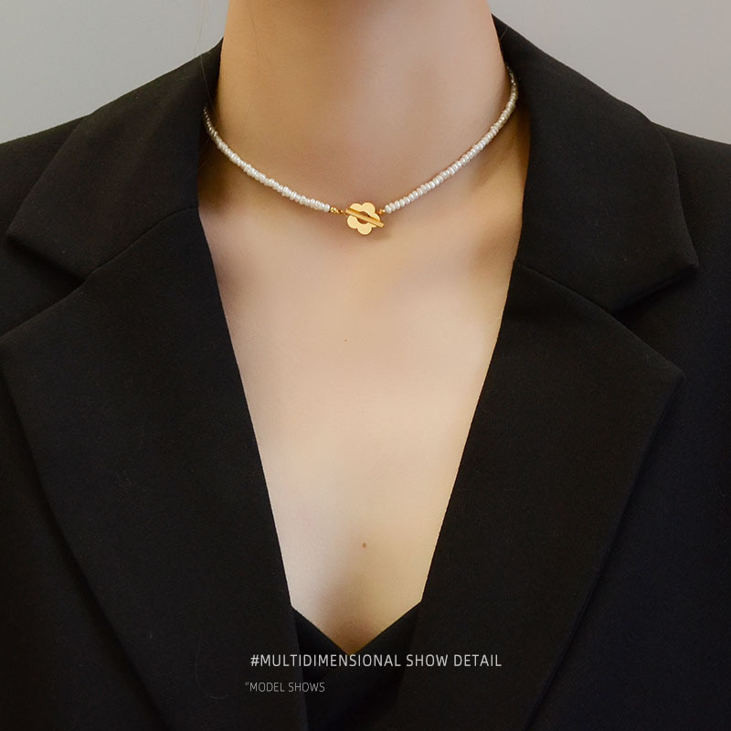 PVD Coated Real Gold Plated 18K Gold Flower 304 Stainless Steel French Style Waterproof Non Tarnish Choker