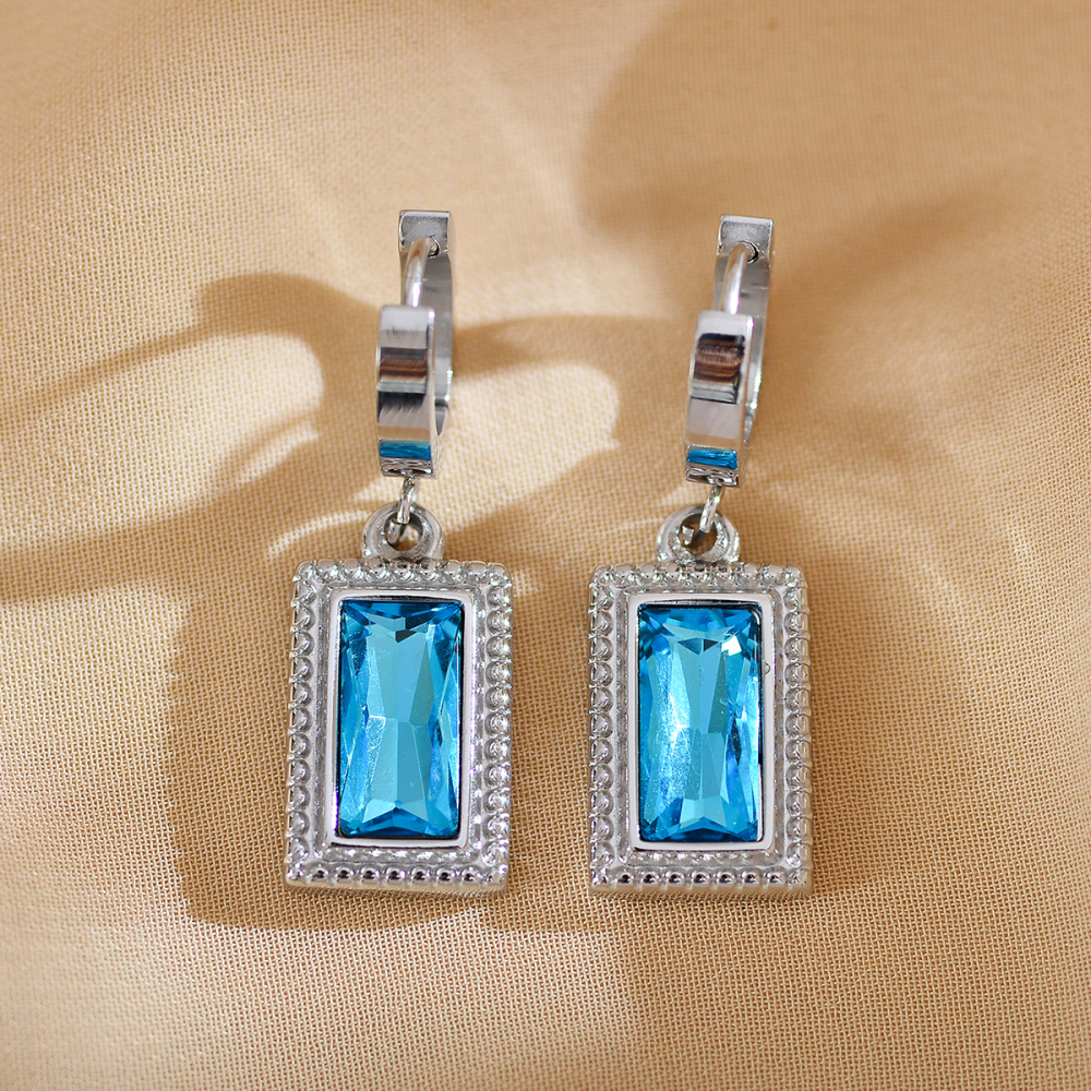 PVD Coated Gold Plated Square Stainless Steel Elegant Luxurious Simple Style Waterproof Non Tarnish Earrings