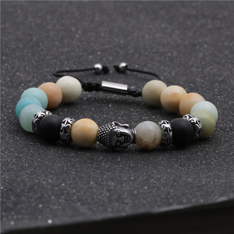 Fashion Bracelets Stainless Steel Woven Adjustable Buddha Head Bracelet