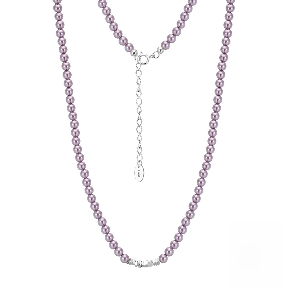 925 Sterling Silver Silver Pendant Necklace For Women December Birthstone Geometric Enamel Charm Jewelry Accessories