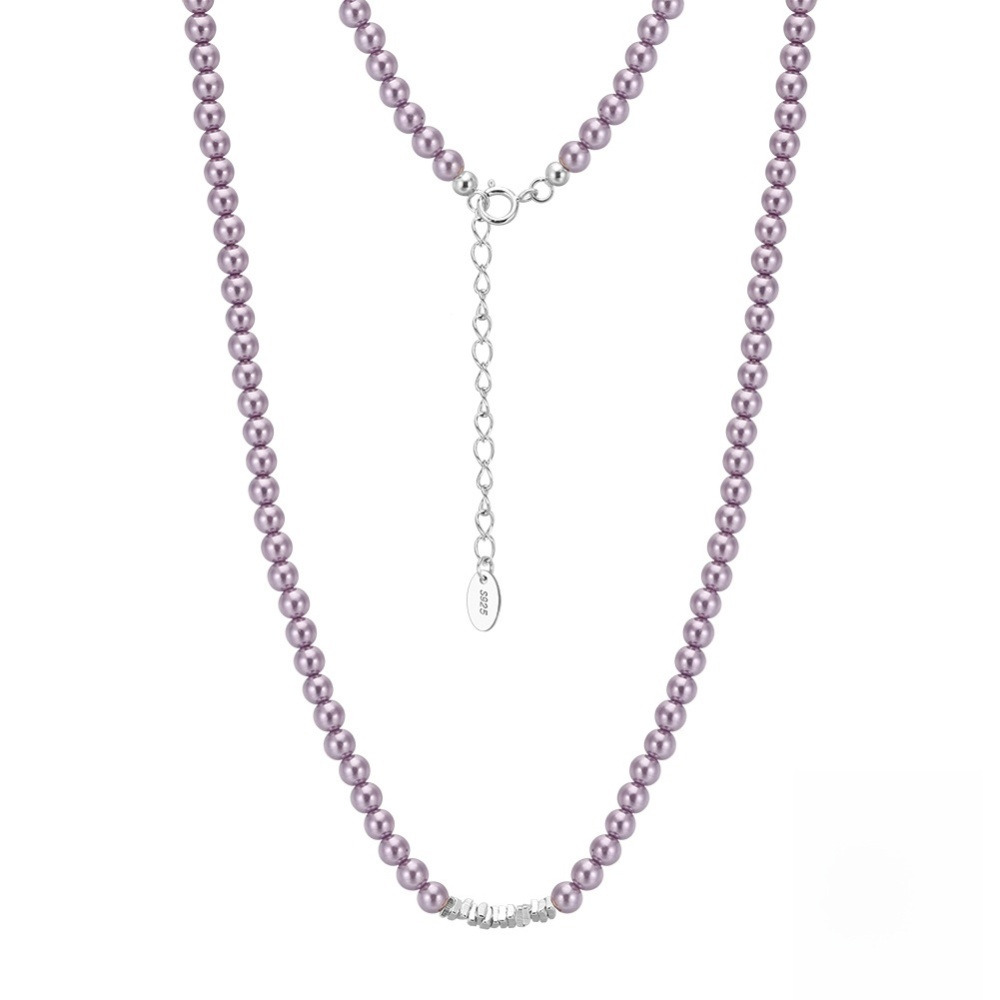 925 Sterling Silver Silver Pendant Necklace For Women December Birthstone Geometric Enamel Charm Jewelry Accessories