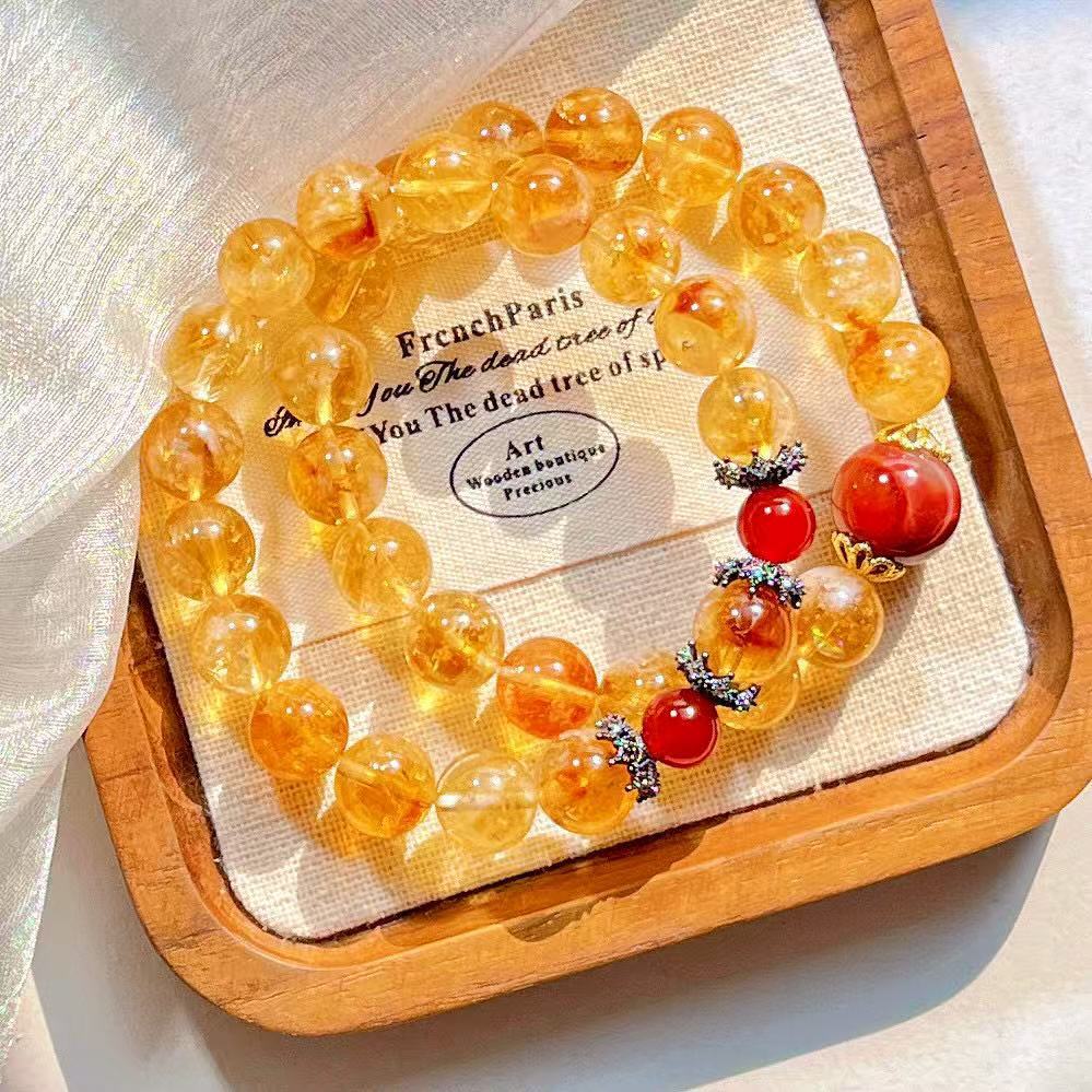 Natural High Quality Yellow Crystal Tiger Eye Stone South Red Bracelet Hand Chain White Crystal Jewelry Accessories For Women