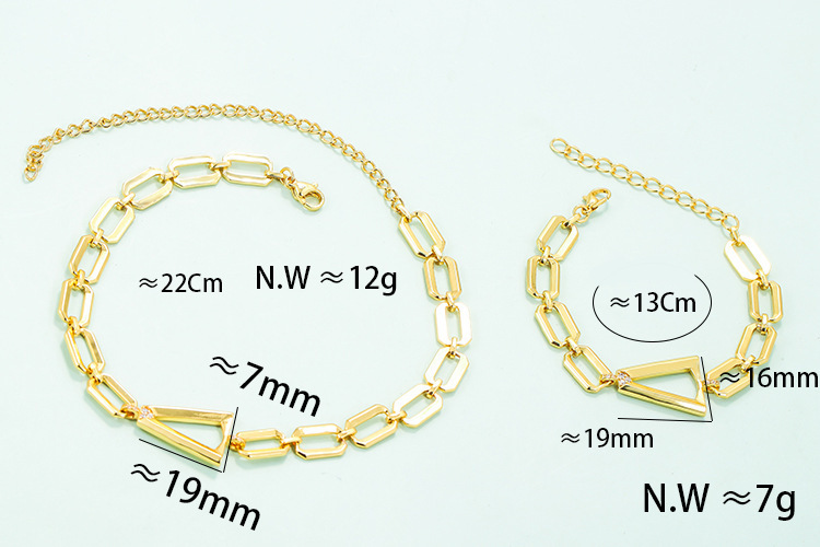 Hip Hop Wide Triangle Hollow Cuban Chainbracelet Necklace Wholesale Nihaojewelry