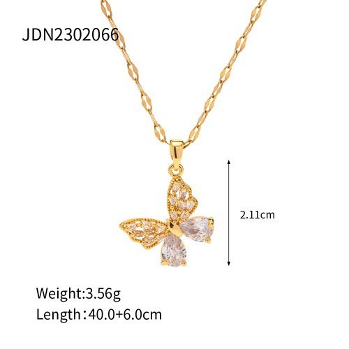 PVD Coated Real Gold Plated Butterfly 304 Stainless Steel Simple Style Classic Style Waterproof Non Tarnish Rings Earrings Necklace