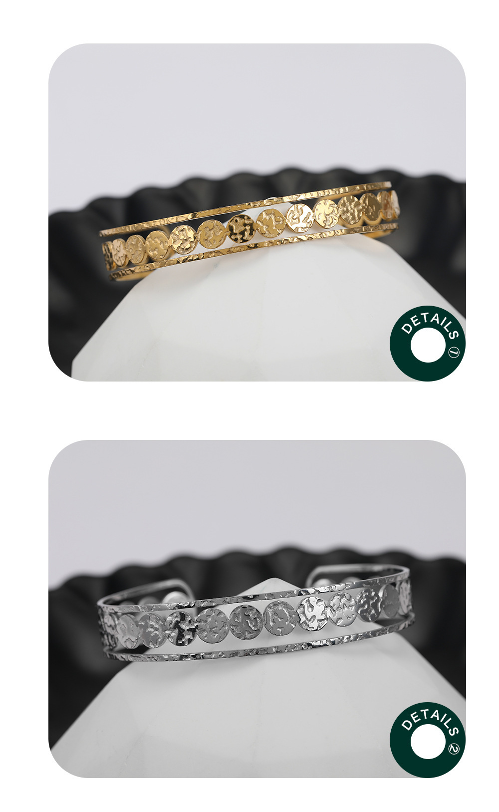 Vacuum Plating Real Gold Plated C Shape 304 Stainless Steel Fashion Waterproof Non Tarnish Bangle