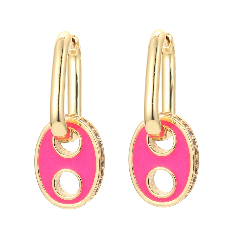 Retro Pig Nose Micro-inlaid Copper Earrings Wholesale