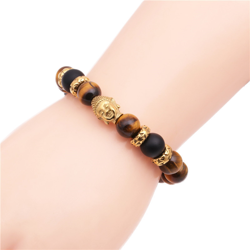 Fashion Bracelets Stainless Steel Woven Adjustable Buddha Head Bracelet