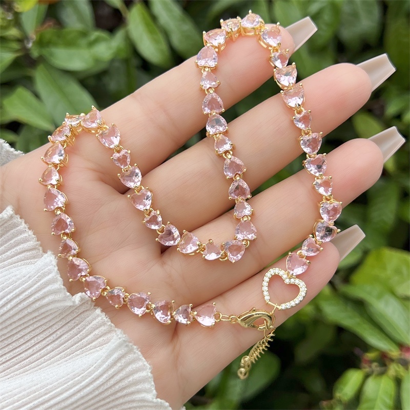 18K Gold Plated Multi-style Heart Zircon Necklace Classic Simple Daily Wear Gift Copper Pendant Lobster Clasp