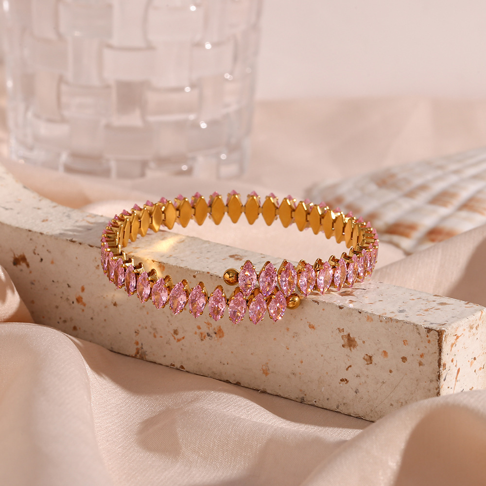 PVD Coated Real Gold Plated 18K Gold Solid Color 304 Stainless Steel Fashion Waterproof Non Tarnish Bangle