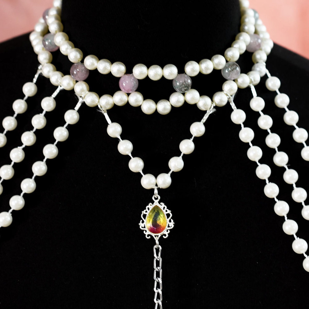 Classic Long Pearl Dress With Heart Pendant Artificial Crystal Accessories Women's Party Banquet Body Chain Original Design