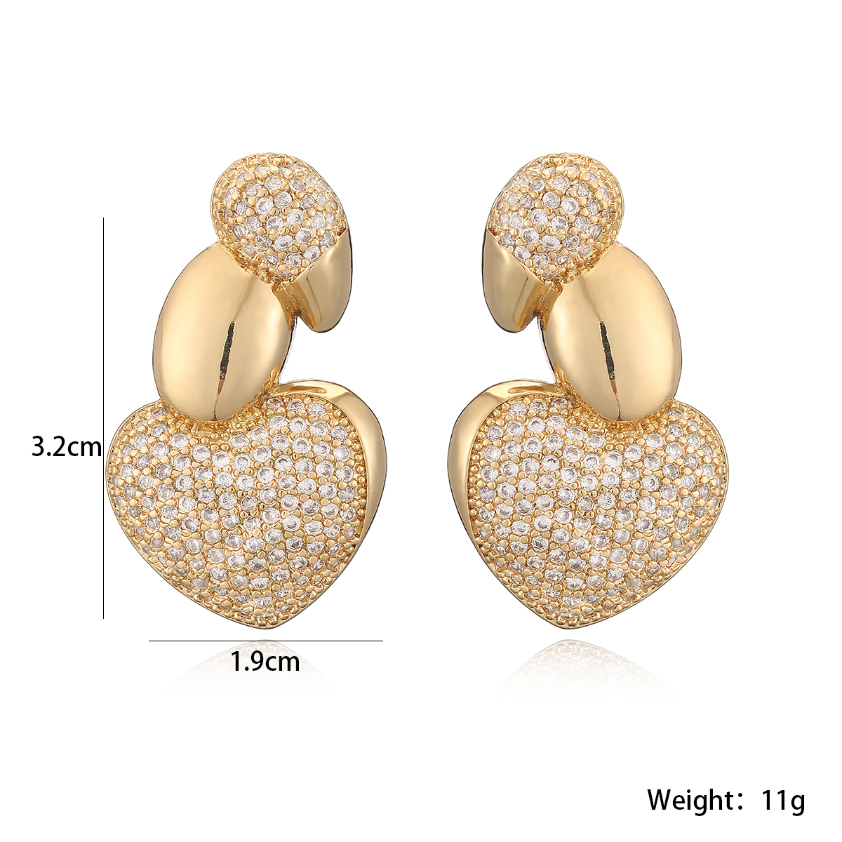Elegant Geometric Copper Plated Zirconia Stud Earrings Fashionable Minimalist Style For Daily Wear And Selfie Stylish Accessory