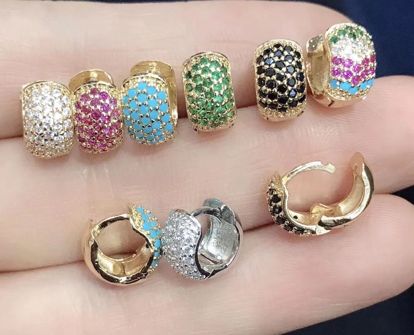 Fashion Geometric Plating Copper Zircon Copper Earrings
