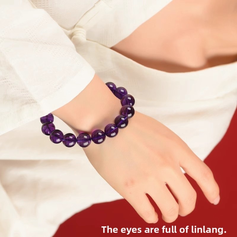 Natural Grade Collectible 7A Purple Quartz Bracelet For Women Deep Violet Single Circle Crystal Bracelets Geometric Pattern