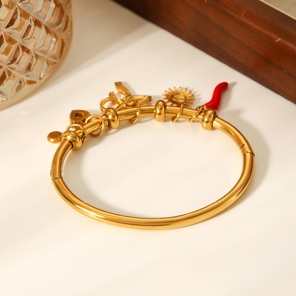 Stainless Steel Titanium Steel Butterfly Knot Oil Drop Pepper Zirconia Bracelet DIY Jewelry Accessories Everyday Wear For Women