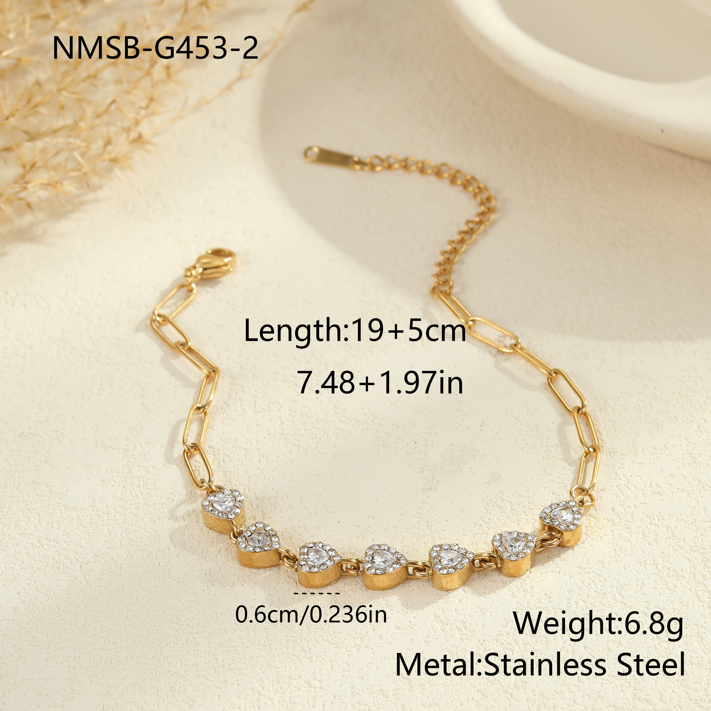 Fashion Stainless Steel Zircon Heart-Shaped Collarbone Chain Necklace Jewelry Set Luxurious Women's Accessories Suitable For Parties And Dates