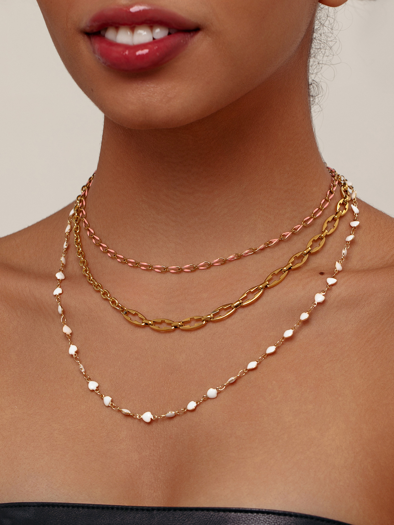 Hot Style Holiday Bohemian Style Clavicle Necklace High-End Temperament Stainless Steel Gold-Plated Color-Preserving Necklace