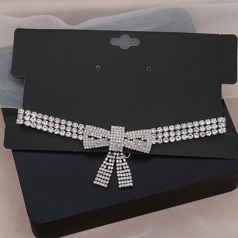 Jewelry Accessories Sexy Full Diamond Large Bow Necklace Choker Diamond For Women