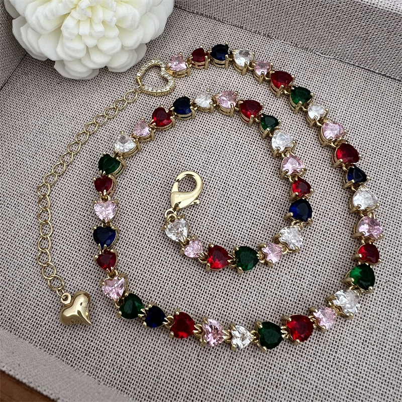 18K Gold Plated Multi-style Heart Zircon Necklace Classic Simple Daily Wear Gift Copper Pendant Lobster Clasp