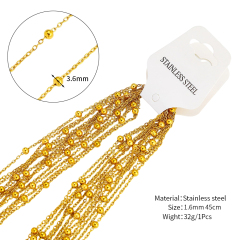 O-shaped Beads, Gold Color, 1.6MM Width + 45CM Length