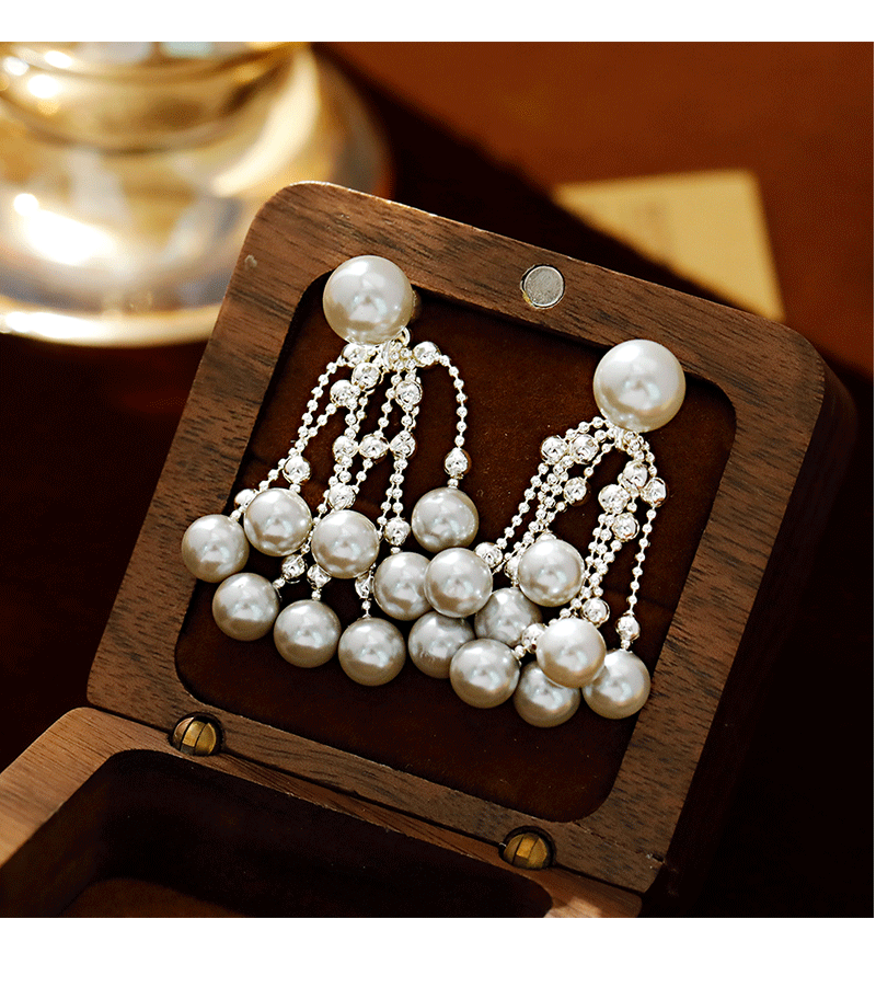 Bohemian Style Pearl Flower Print Earrings Silver Plated Round And Hoop Shape Luxury Women's Fashion Jewelry Accessories