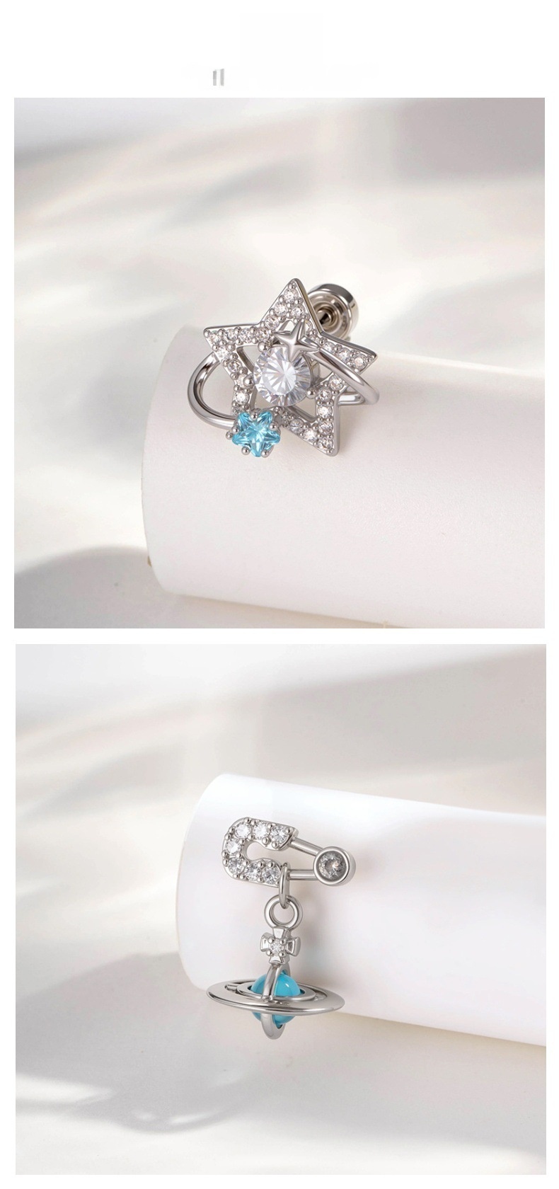 Double-Headed Cross Pendant Star Pattern Fashion Jewelry For Men And Women Customizable Link With Embedded Zirconium Stone