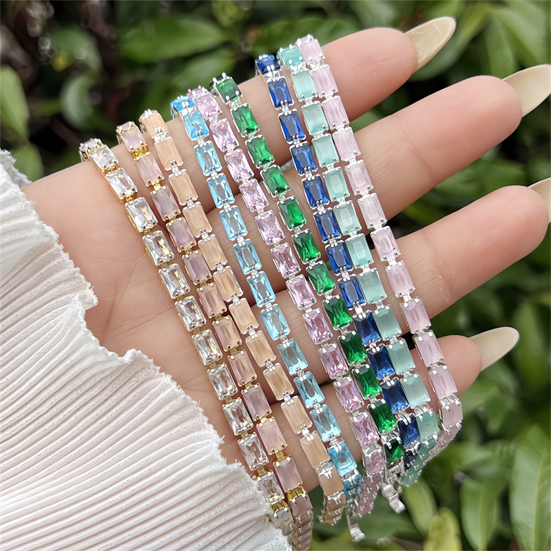 Classic Elegant Style Colorful Zircon Bracelet Fashion High-end Copper Plated 18K Gold Versatile Daily Wear Flower Vacuum Plating (Furnace)