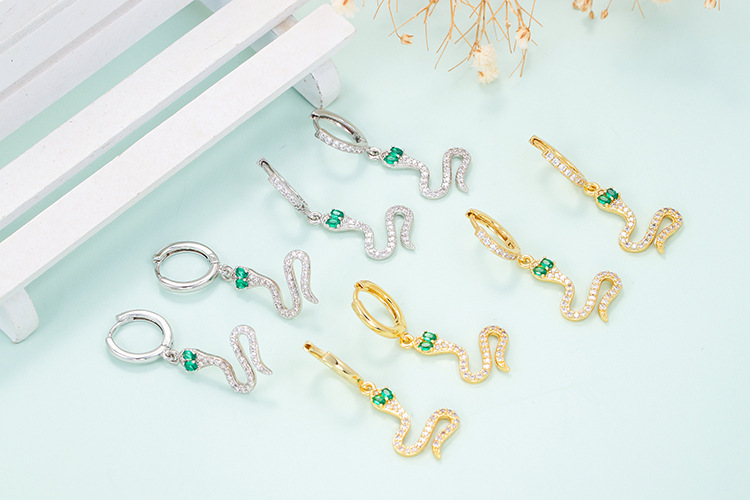 Fashion Diamond-studded Snake-shaped Earrings Wholesale