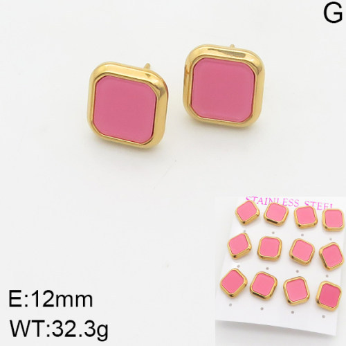 INS New  Fashion Titanium Steel Square Shell Stud Earrings Female 18K Gold Stainless Steel Shell Element Earrings Earrings Niche Design High Earrings