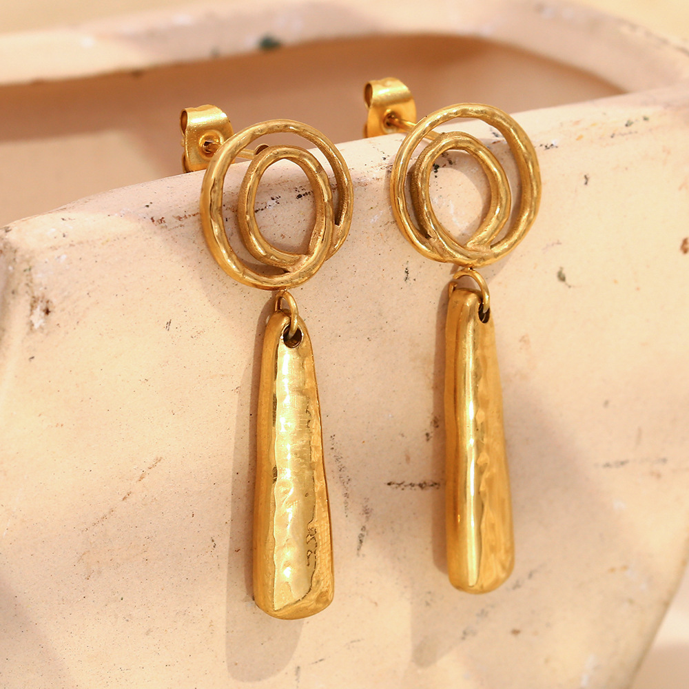PVD Coated Real Gold Plated Solid Color 304 Stainless Steel Vacation Classic Style Waterproof Non Tarnish Drop Earrings