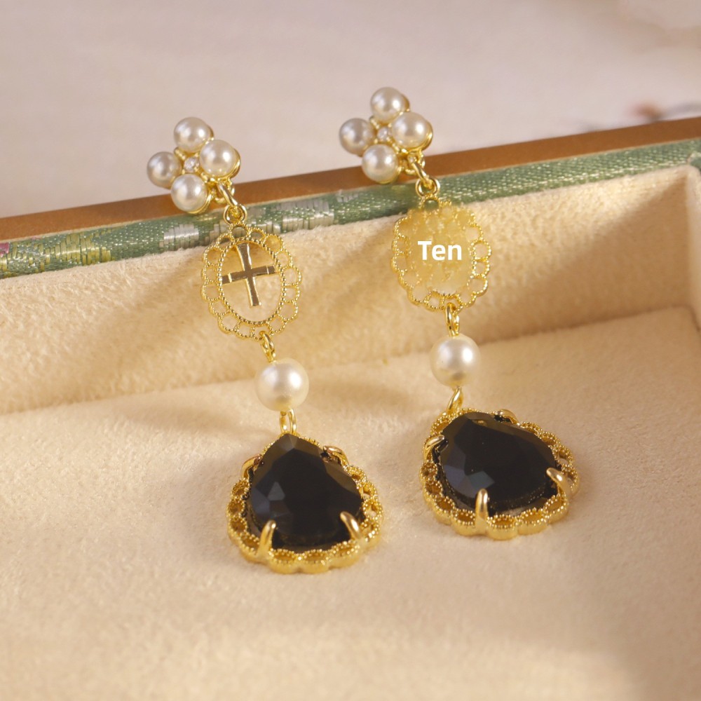 Dream Dance Retro Hong Kong Style Long Pearl Design Earrings National Trend Court Elegant Women's Fashion Jewelry Accessories