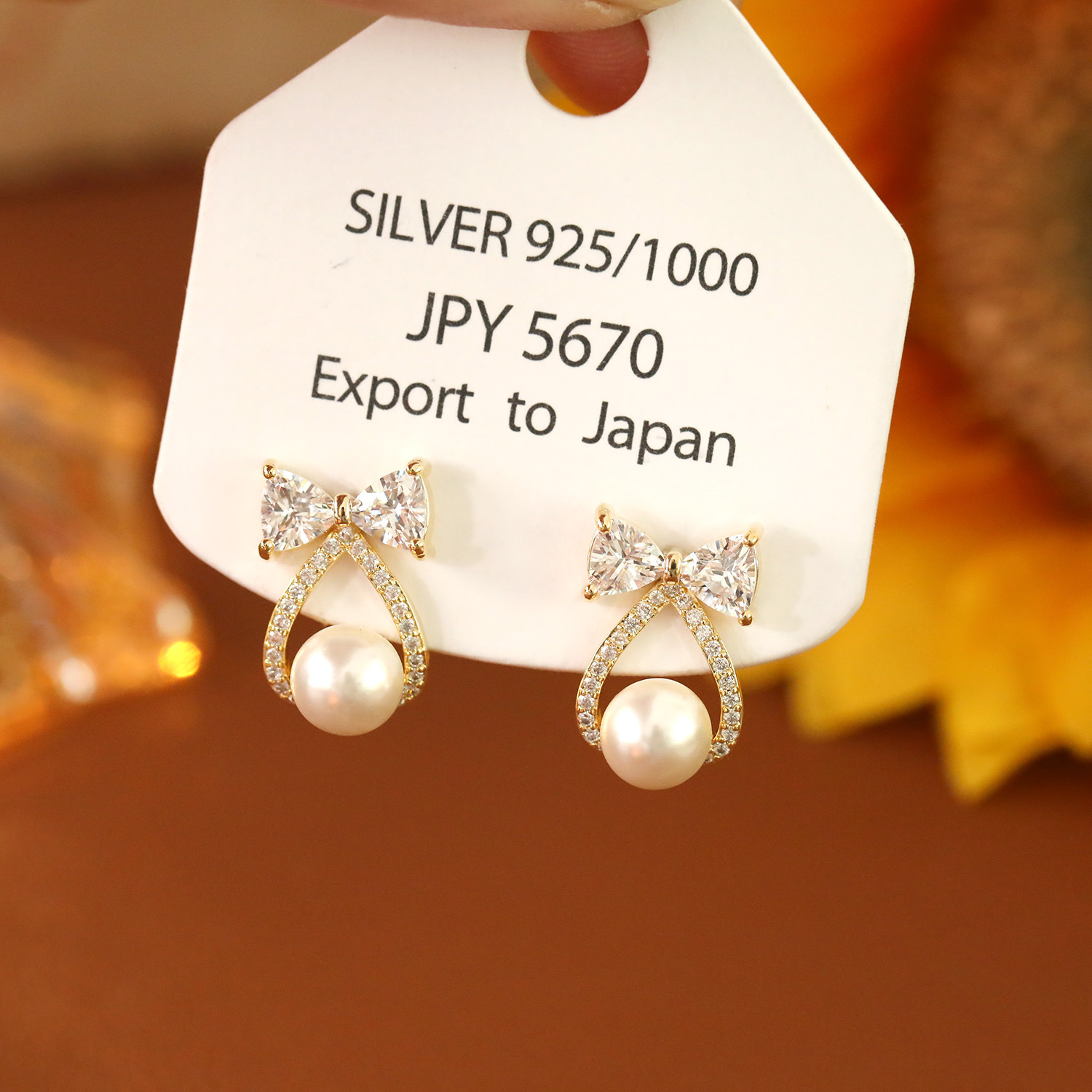 Fashionable Butterfly Knot Waterdrop Earrings Women's Lightweight Luxury Design Geometric Pattern Copper Jewelry Accessories