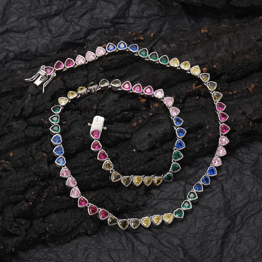 Wholesale Jewelry Vintage Style Classic Style Heart Shape Copper Zircon Bracelets Necklace