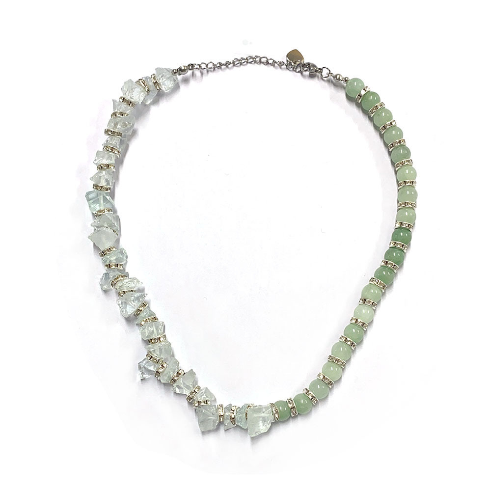 Natural Stone Mixed Beads Necklace Collarbone Chain High-End Sensation Unique Design Titanium Steel U-Shaped Jewelry Accessories For Women