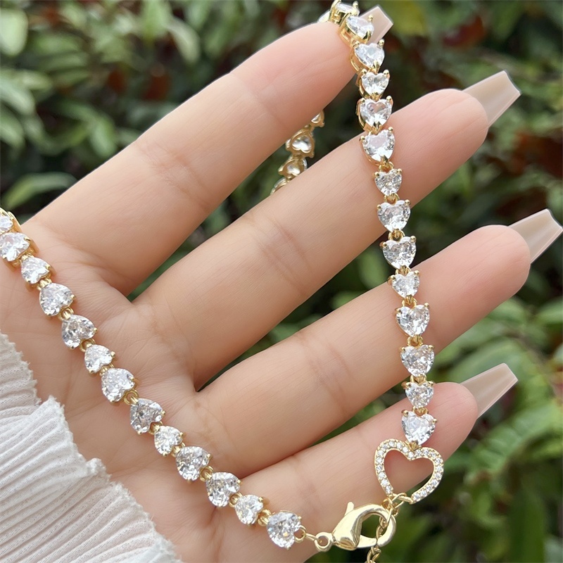 18K Gold Plated Multi-style Heart Zircon Necklace Classic Simple Daily Wear Gift Copper Pendant Lobster Clasp